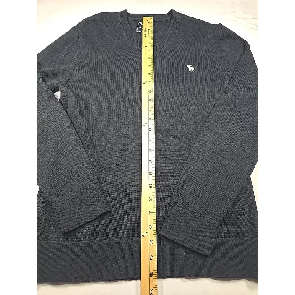 Abercrombie & Fitch V-Neck Sweater Black Y2K Preppy‎ Men's S